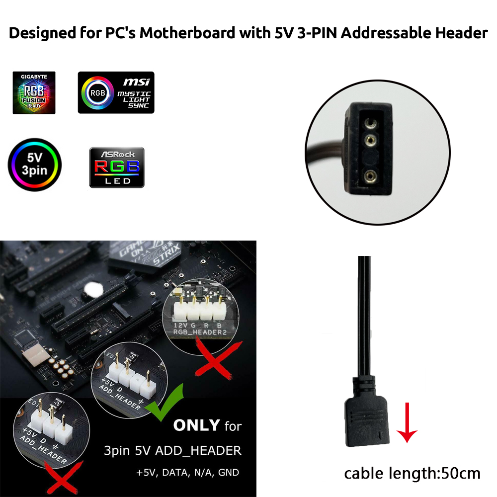 5V ARGB 3Pin Header for Asus A - Ws2812B Strip 5V review and price