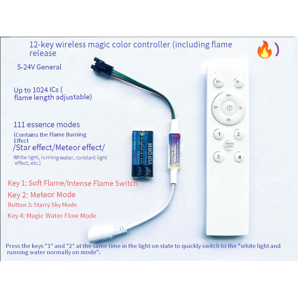 RF 12-key fantasy flame contro - Ws2812B Strip 5V review and price